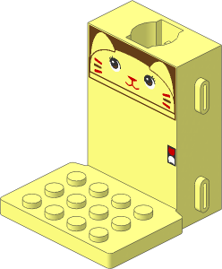 Brick  2 x  4 x  5 with Platform and Hole for Worm Screw with Cat Face Pattern