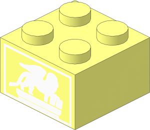 Brick  2 x  2 with White Winged Lion Pattern