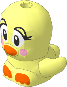 Animal Bird Chick with White Eyes, Black Eyelashes, Bright Pink Cheeks and Orange Beak and Feet Pattern