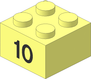 Brick  2 x  2 with Black "10" Pattern