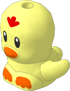 Animal Bird Chick with Black Eyes, Red Comb and Orange Beak and Feet Pattern