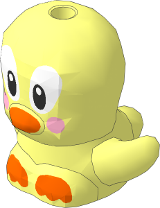 Animal Bird Chick with White Eyes, Bright Pink Cheeks and Orange Beak and Feet Pattern