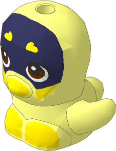 Animal Bird Chick with Coral Face, Reddish Brown Eyes and Yellow Eyebrows, Beak and Feet Pattern