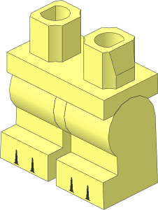Minifig Hips and Legs Medium with Black Gaps between 6 Toes Pattern