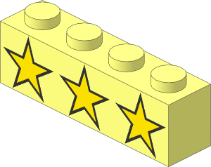 Brick  1 x  4 with  3 Yellow Stars Pattern