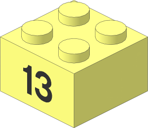 Brick  2 x  2 with Black "13" Pattern