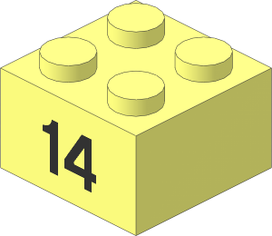 Brick  2 x  2 with Black "14" Pattern