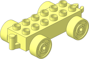 Duplo Car Base  2 x  6 with Bottom Tube with Wheels with Fake Bolts