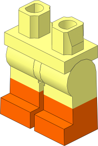 Minifig Hips and Legs with Orange Lower Leg Pattern