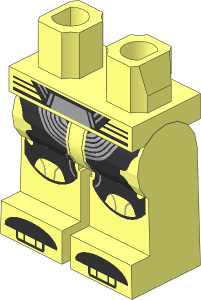 Minifig Hips and Legs with Silver Panels and Light Bluish Grey Straps Pattern