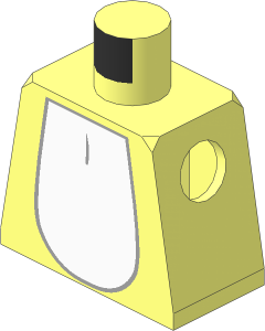 Minifig Torso with White Rabbit Chest and Tail Pattern