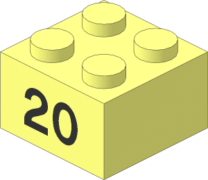 Brick  2 x  2 with Black "20" Pattern