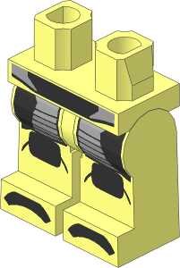 Minifig Hips and Legs with Silver and Metallic Dark Grey Armour Pattern