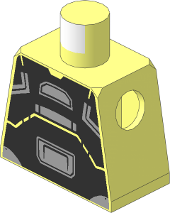 Minifig Torso with Silver and Metallic Dark Grey Armour Pattern