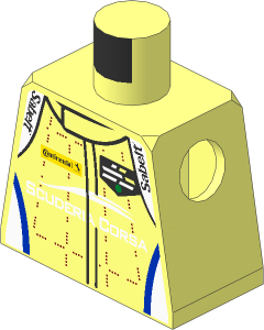 Minifig Torso with Race Suit with Ferrari Scuderia Corsa Logos and Dotted Stripes Pattern
