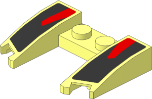 Wedge  3 x  4 x  0.667 with Silver Trapezoid and Red Stripe on Black Background Sticker