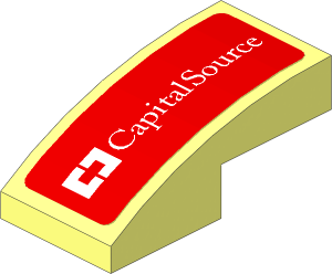 Slope Brick Curved  2 x  1 with White CapitalSource Logo on Red Background Right Sticker