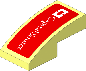 Slope Brick Curved  2 x  1 with White CapitalSource Logo on Red Background Left Sticker