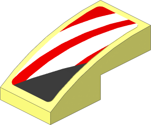 Slope Brick Curved  2 x  1 with White Stripes on Red Background Right Sticker