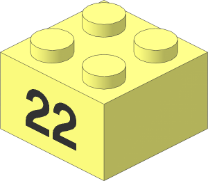 Brick  2 x  2 with Black "22" Pattern