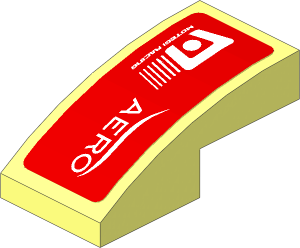 Slope Brick Curved  2 x  1 with White Logos on Red Background Right Sticker