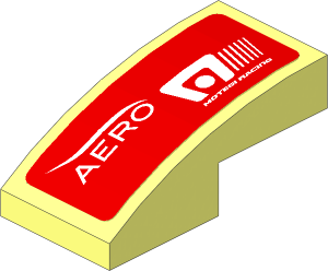 Slope Brick Curved  2 x  1 with White Logos on Red Background Left Sticker