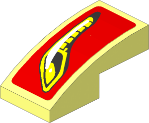 Slope Brick Curved  2 x  1 with Headlamp on Red Background Right Sticker