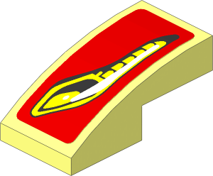 Slope Brick Curved  2 x  1 with Headlamp on Red Background Left Sticker
