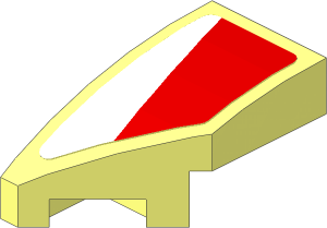 Slope Brick Curved  2 x  1 with Cutout Left with Black Triangle and White Stripe on Background Left Sticker