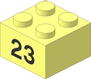 Brick  2 x  2 with Black "23" Pattern
