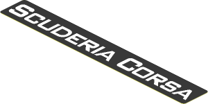 Sticker  0.8 x  5.8 with White "Scuderia Corsa" on Black Background
