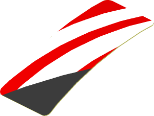 Sticker  0.8 x  1.9 with White Stripes on Red Background Right (Formed)