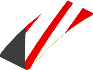 Sticker  0.8 x  1.9 with White Stripes on Red Background Left (Formed)