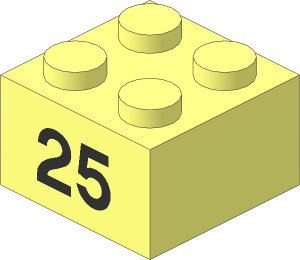 Brick  2 x  2 with Black "25" Pattern