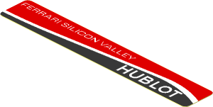 Sticker  0.6 x  3.8 with White "Ferrari Silicon Valley" and White Stripe on Black and Red Background