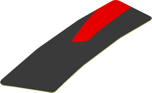 Sticker  0.8 x  2.5 with Sticker  0.8 x  2.5 with Silver Trapezoid and Red Stripe on Black Background Right (Formed)