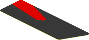 Sticker  0.8 x  2.5 with Silver Trapezoid and Red Stripe on Black Background Left