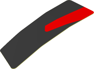 Sticker  0.8 x  2.5 with Silver Trapezoid and Red Stripe on Black Background Left (Formed)