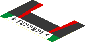 Sticker  2.4 x  3.8 with Black Ferrari Logo and Green and Red Stripes on Silver Background