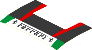 Sticker  2.4 x  3.8 with Black Ferrari Logo and Green and Red Stripes on Silver Background (Formed)