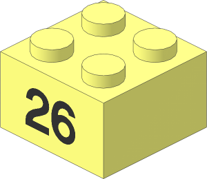 Brick  2 x  2 with Black "26" Pattern