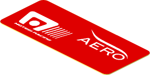 Sticker  0.8 x  1.9 with White Logos on Red Background Right