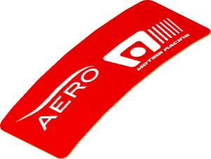 Sticker  0.8 x  1.9 with White Logos on Red Background Left (Formed)