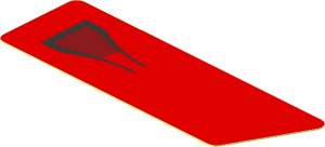 Sticker  0.8 x  2.5 with Black Air Vent on Red Background Right (Need works)