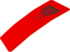 Sticker  0.8 x  2.5 with Black Air Vent on Red Background Right (Formed)