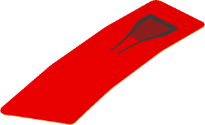 Sticker  0.8 x  2.5 with Black Air Vent on Red Background Left (Formed)