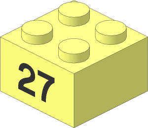 Brick  2 x  2 with Black "27" Pattern