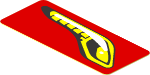 Sticker  0.8 x  1.9 with Headlamp on Red Background Left