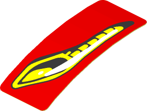 Sticker  0.8 x  1.9 with Headlamp on Red Background Left (Formed)