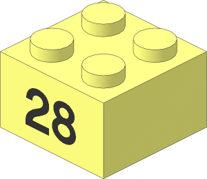 Brick  2 x  2 with Black "28" Pattern
